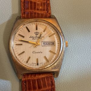 Vintage Jules Jurgensen Men's Gold Day/Date Quartz Wristwatch  Japan